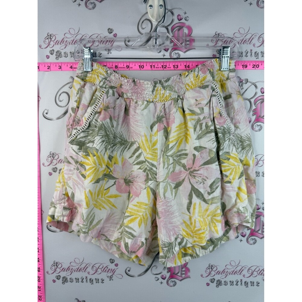 Briggs New York shorts Floral Linen-Blend Shorts in Pink, Yellow & Green